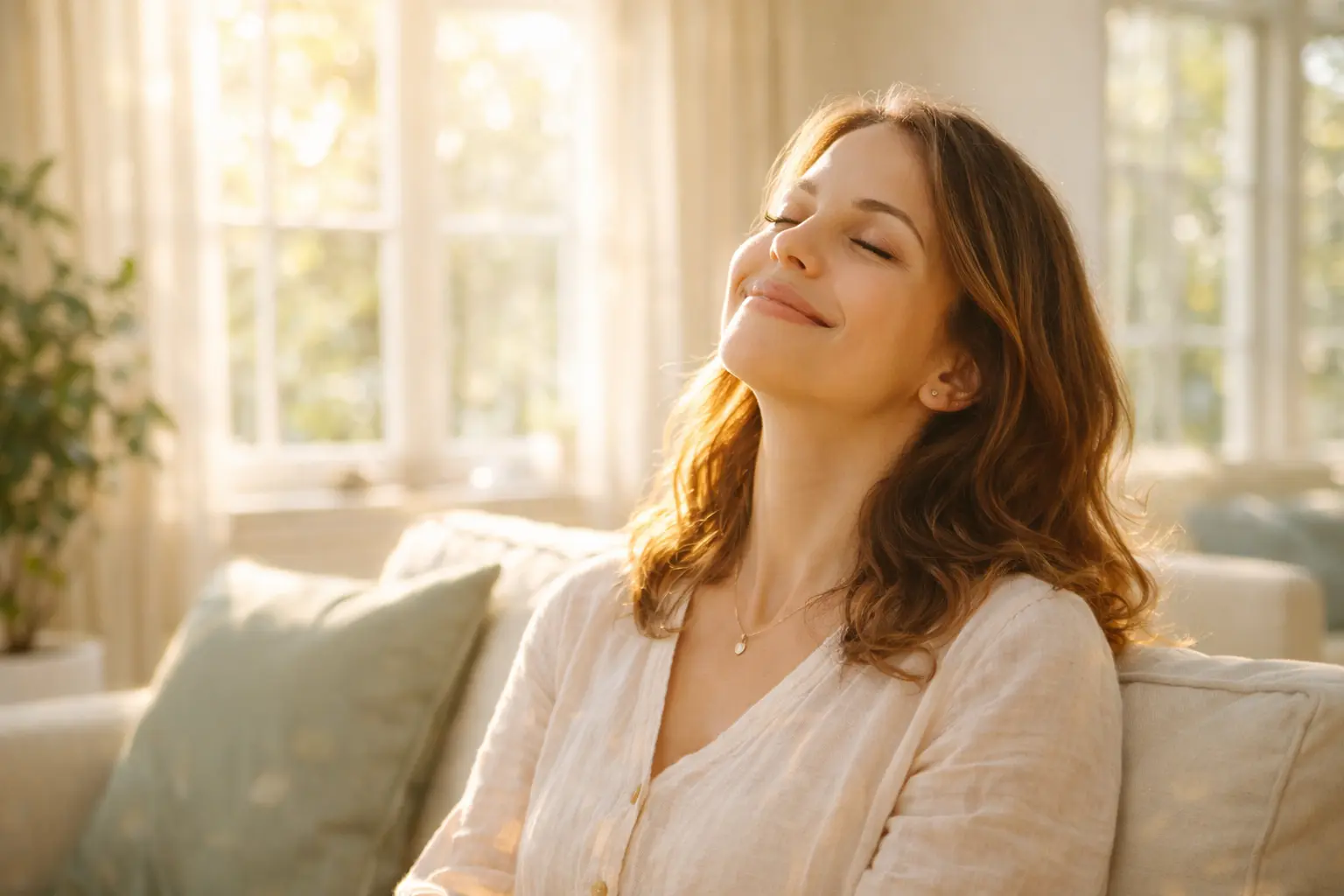 online therapy for depression person feeling relieved and hopeful